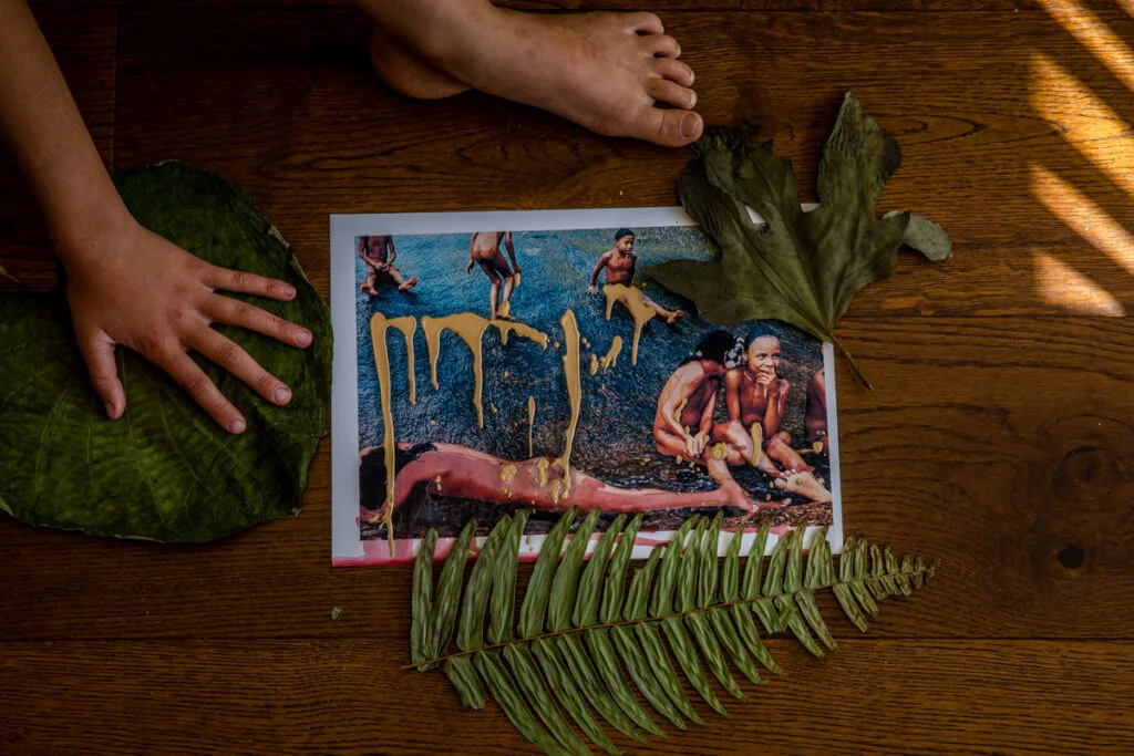 Collages from the Amazon- GOLD, BLOOD, EARTH, LEAVES, FIRE