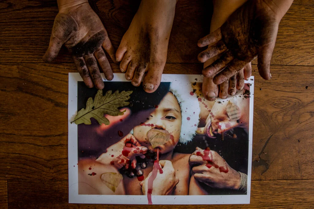 Collages from the Amazon- GOLD, BLOOD, EARTH, LEAVES, FIRE