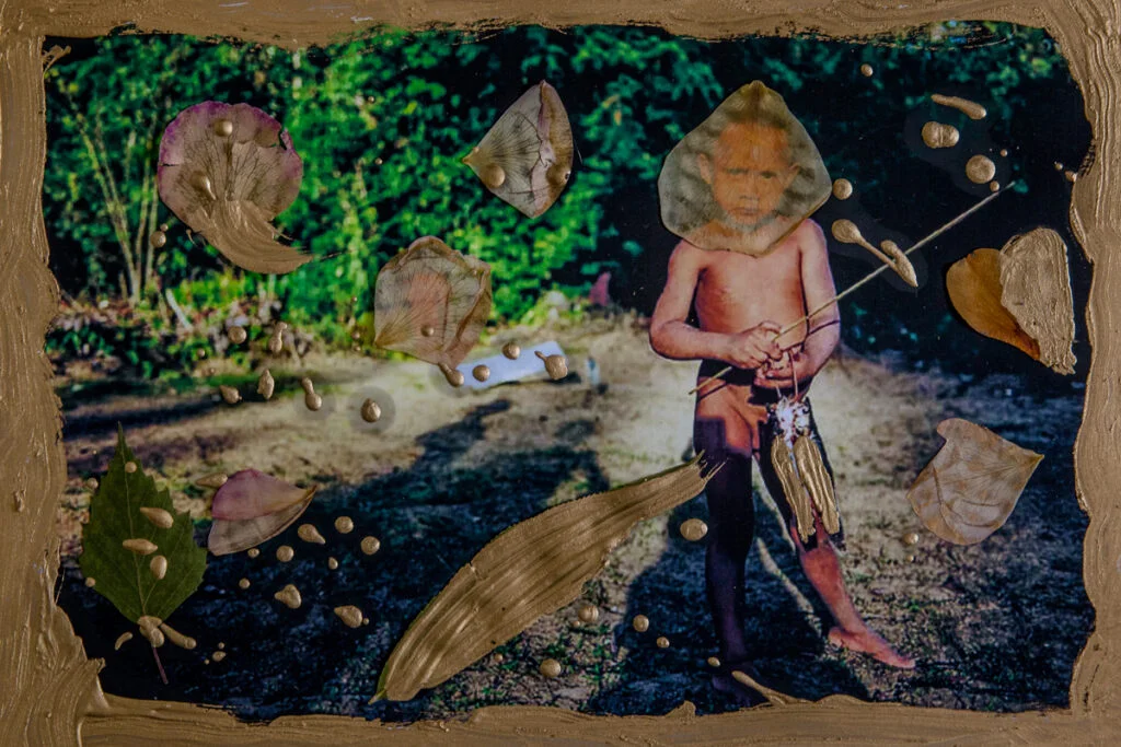 Collages from the Amazon- GOLD, BLOOD, EARTH, LEAVES, FIRE