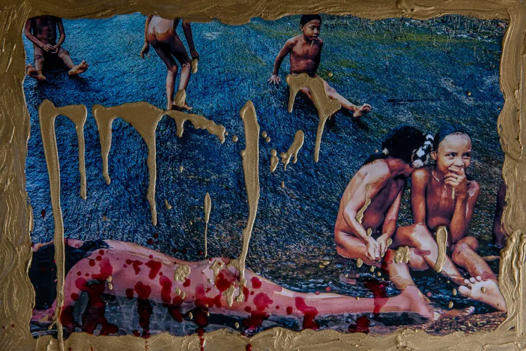 Collages from the Amazon- GOLD, BLOOD, EARTH, LEAVES, FIRE